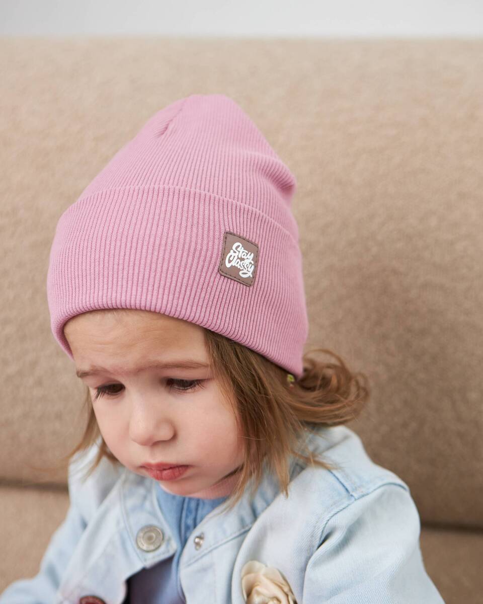Шапка одношарова з відворотом для дівчаток арт. 3450-4