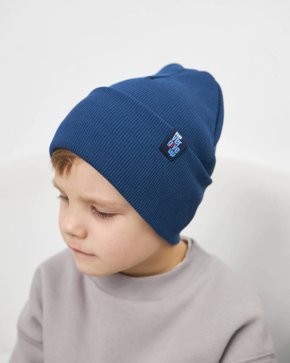 Шапка одношарова з відворотом для хлопчиків арт. 3408-5