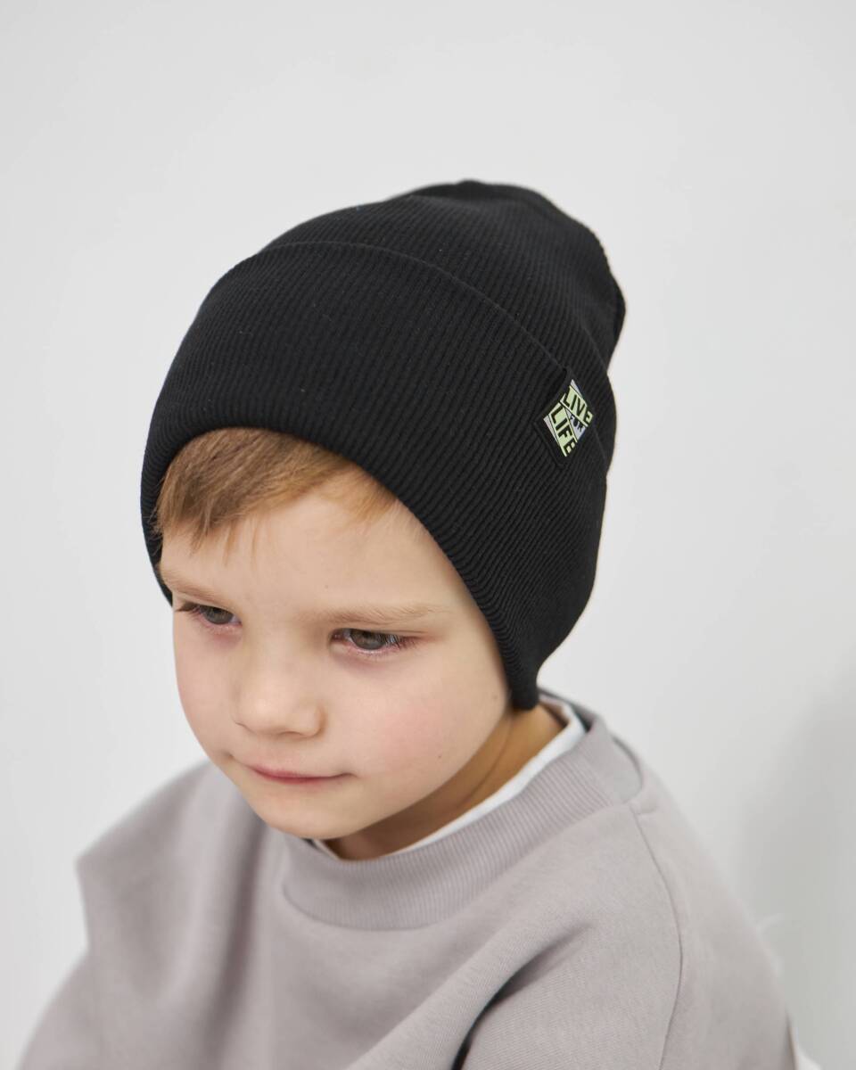 Шапка одношарова з відворотом для хлопчиків арт. 3411-1