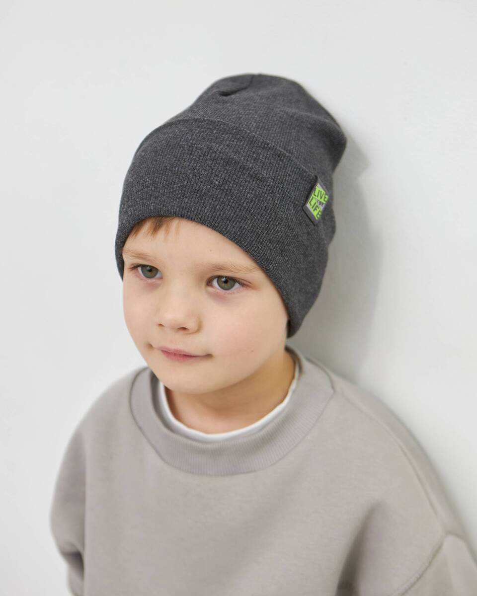 Шапка одношарова з відворотом для хлопчиків арт. 3411-5