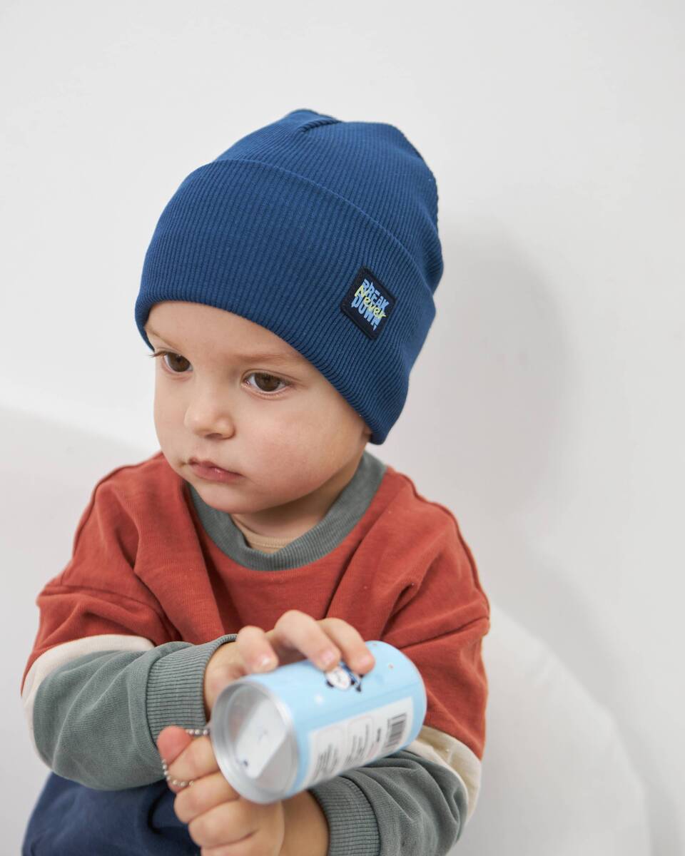 Шапка одношарова з відворотом для хлопчиків арт. 3418-2