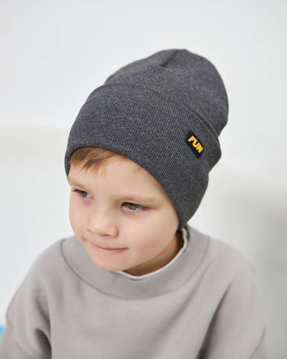 Шапка одношарова з відворотом для хлопчиків арт. 3424-2