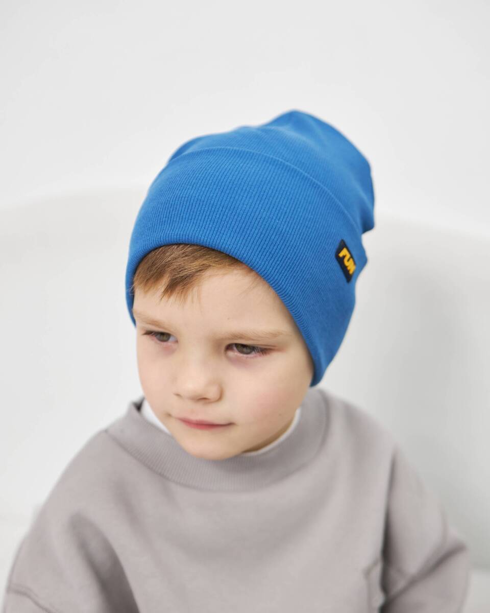 Шапка одношарова з відворотом для хлопчиків арт. 3424-3
