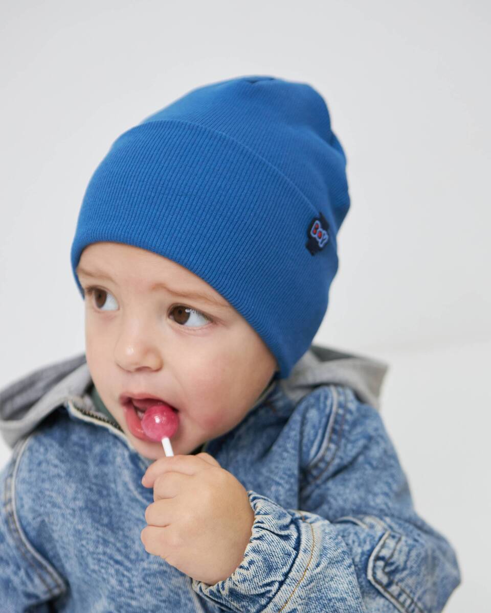 Шапка одношарова з відворотом для хлопчиків арт. 3442-3