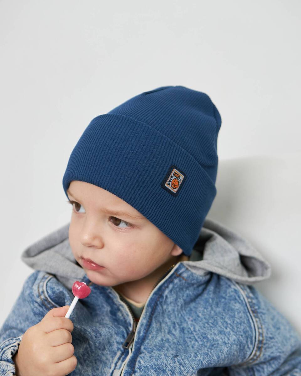 Шапка одношарова з відворотом для хлопчиків арт. 3445-2