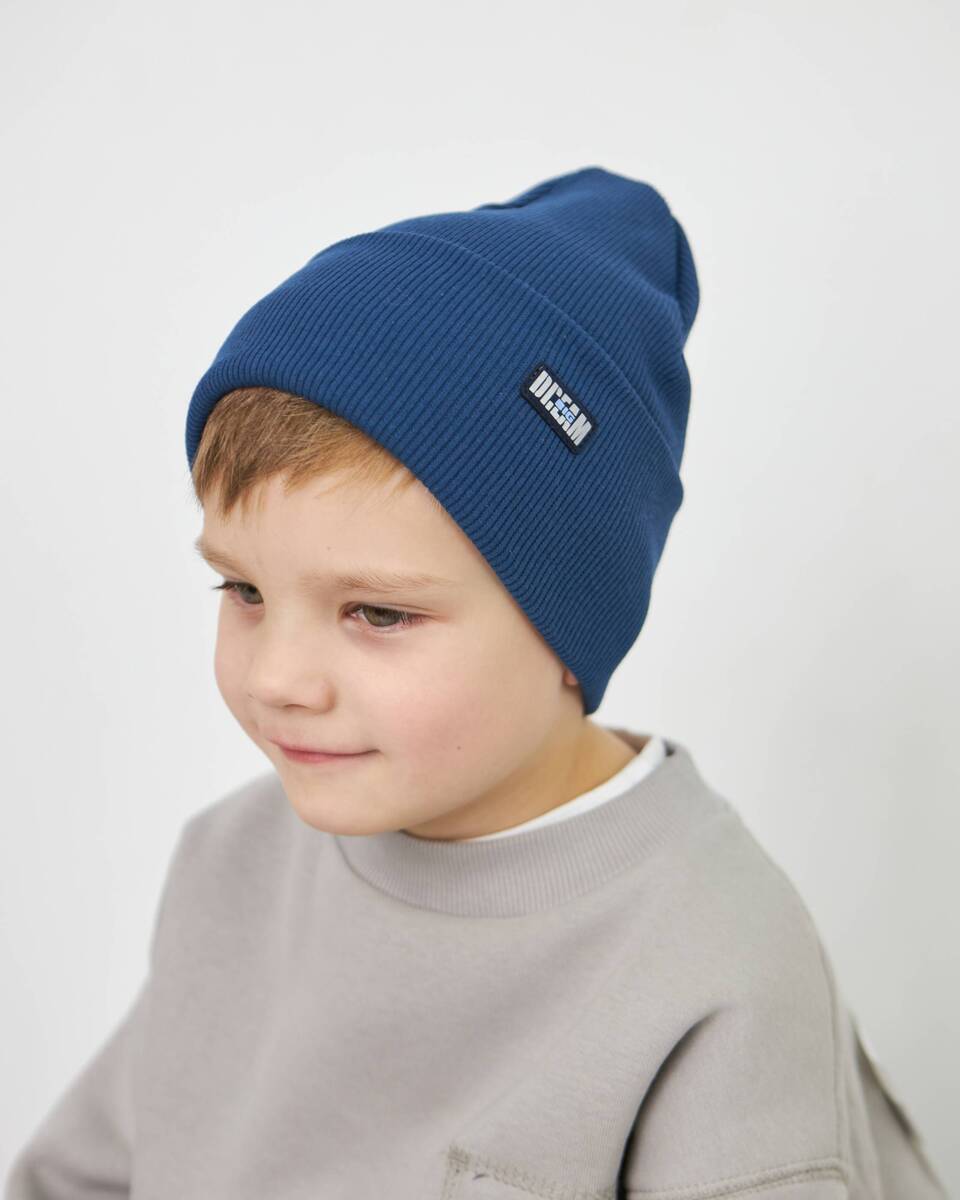 Шапка одношарова з відворотом для хлопчиків арт. 3454-3