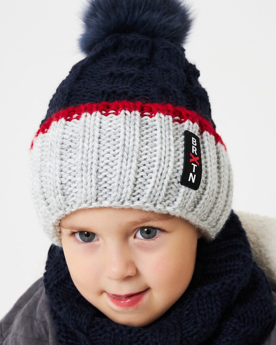 Вязаний комплект зимовї шапки з помпоном та снудом для хлопчика - Артикул 3154