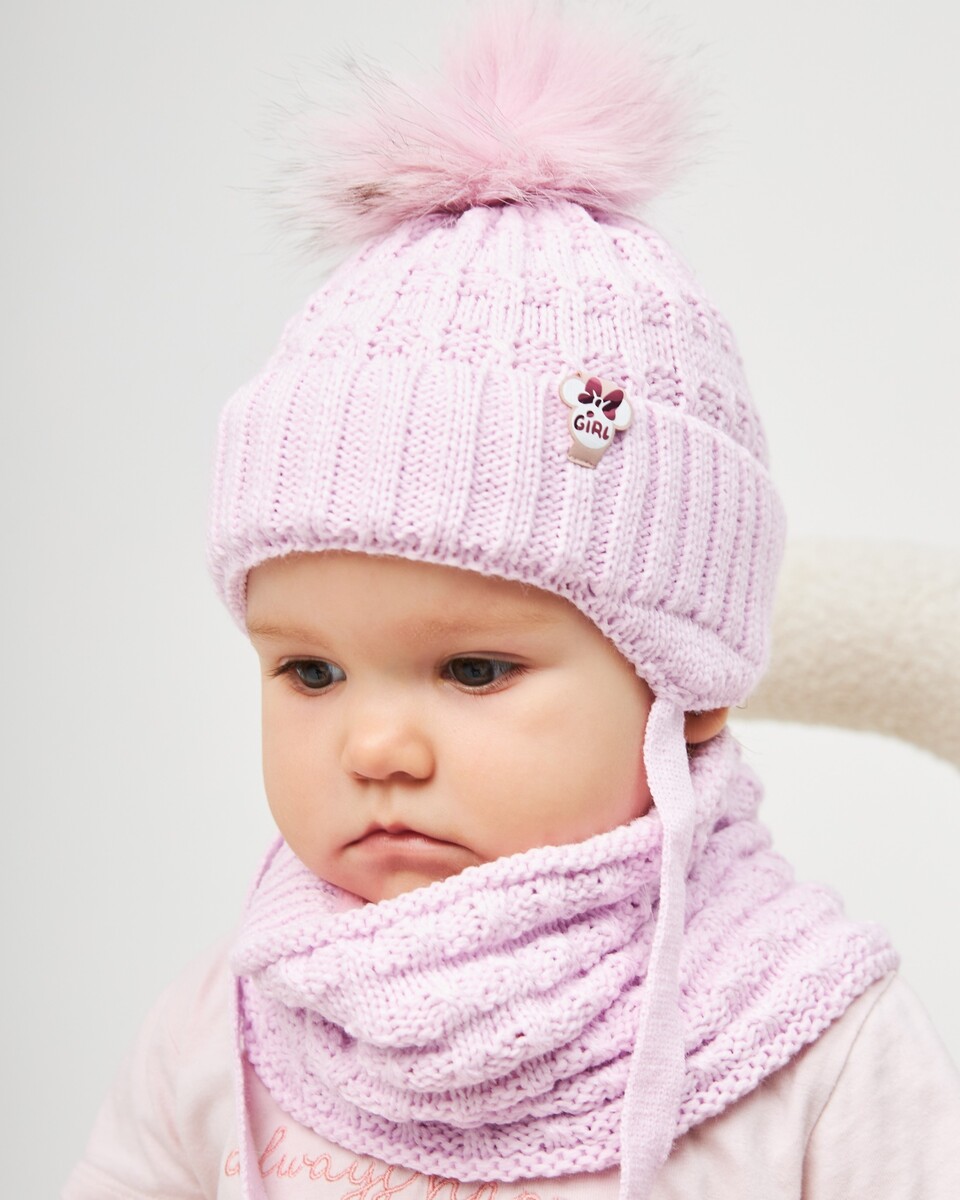 Комплект зимній шапка та хомут для дівчат