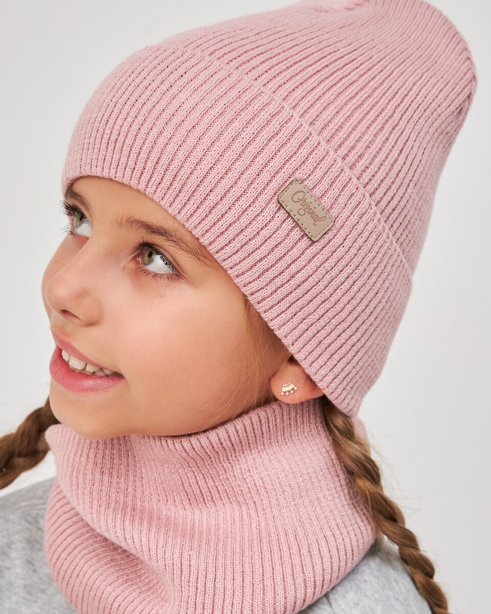 Комплект зимній шапка та хомут для дівчаток