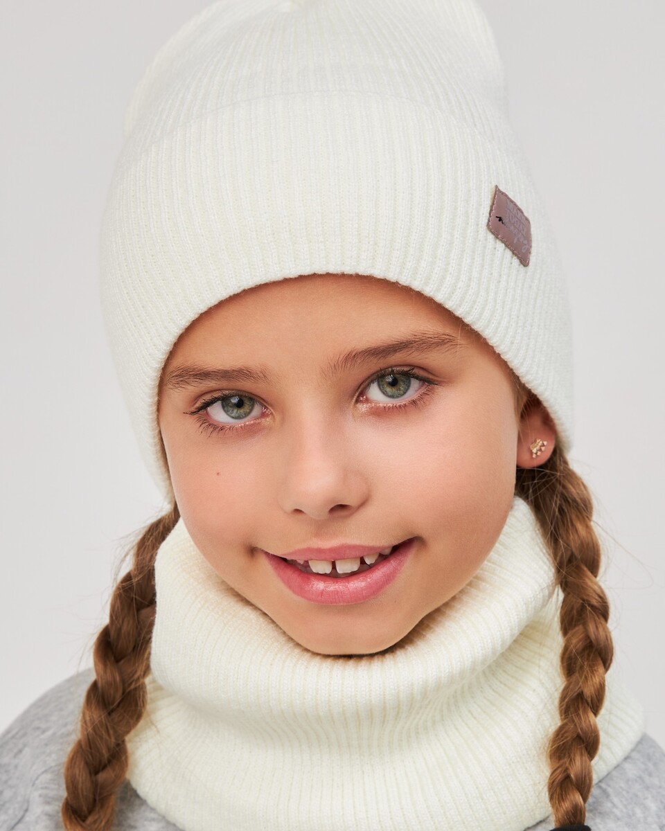 Комплект зимній шапка та хомут для дівчаток