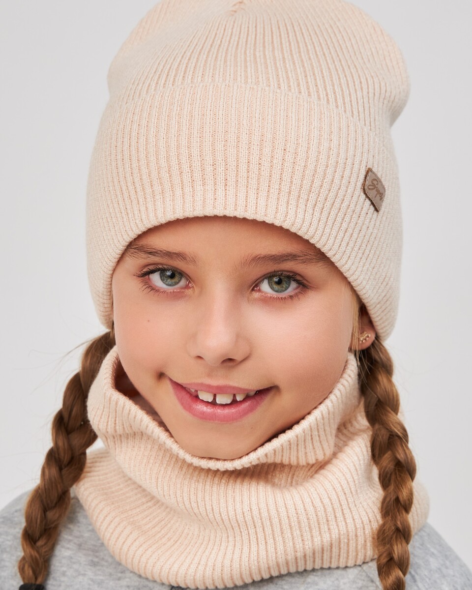 Комплект зимній шапка та хомут для дівчаток