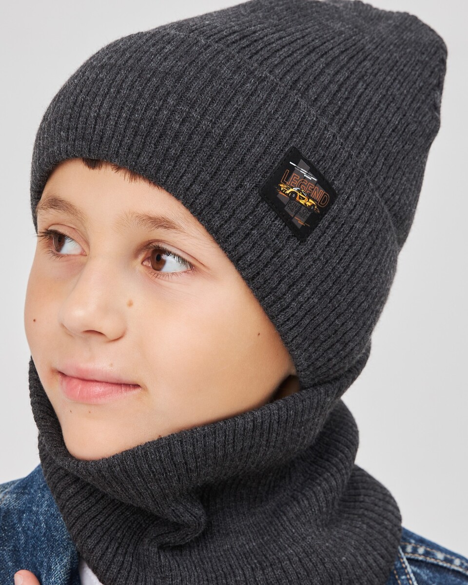 Комплект зимній шапка та хомут для хлопчиків